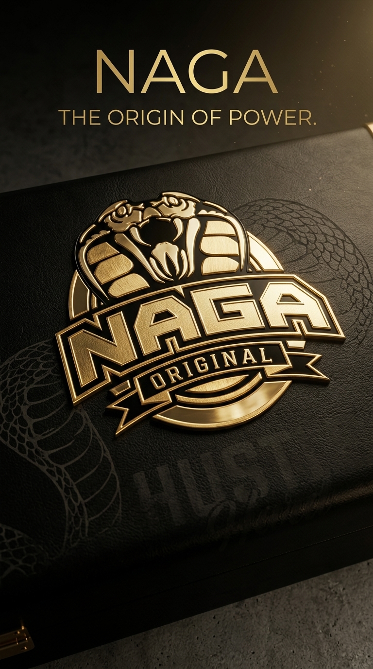 Naga brand mood flat lay with purse and streetwear accessories